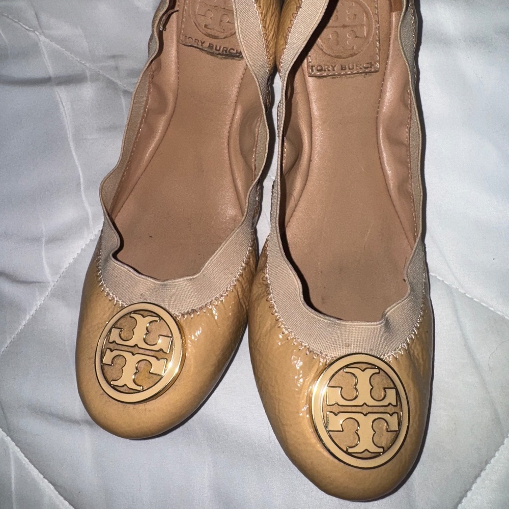 Tory Burch Nude Patent Leather Ballet Flats